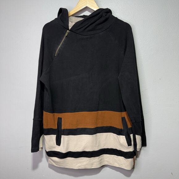 Ampersand Avenue Triple Stretch Hoodie XXXL Black Tan Rust Colorblock Pullover - Picture 1 of 7